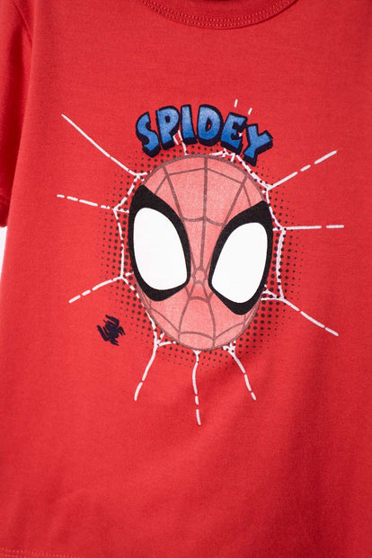 CAMISETA DE SPIDEY MANGA CORTA ROJO PARA NIÑO