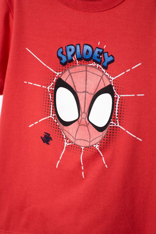 CAMISETA DE SPIDEY MANGA CORTA ROJO PARA NIÑO