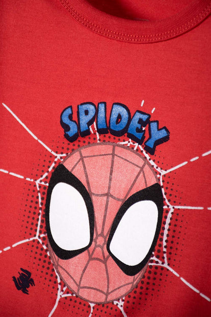CAMISETA DE SPIDEY MANGA CORTA ROJO PARA NIÑO