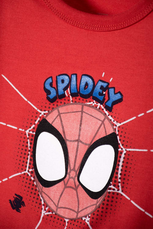 CAMISETA DE SPIDEY MANGA CORTA ROJO PARA NIÑO