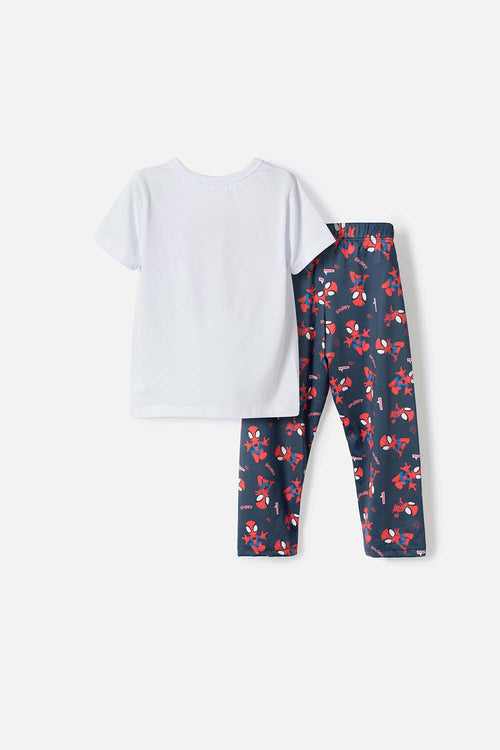 PIJAMA DE SPIDEY PANTALÓN LARGO BLANCO Y AZUL PARA NIÑO 2T A 6T