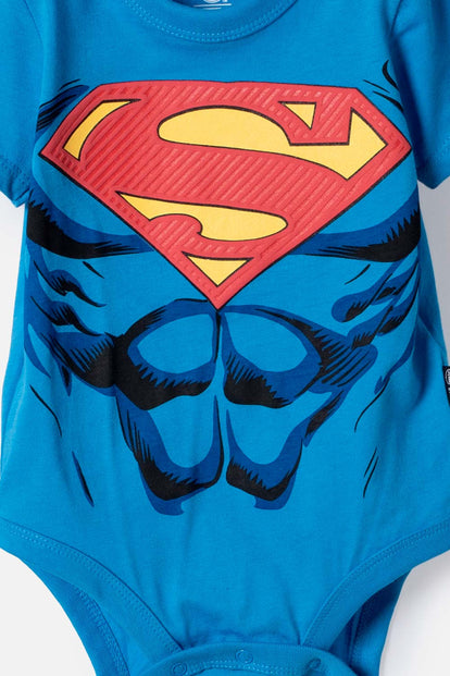 BODY DE SUPERMAN MANGA CORTA AZUL PARA BEBÉ NIÑO
