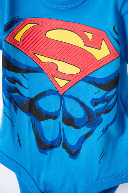 BODY DE SUPERMAN MANGA CORTA AZUL PARA BEBÉ NIÑO
