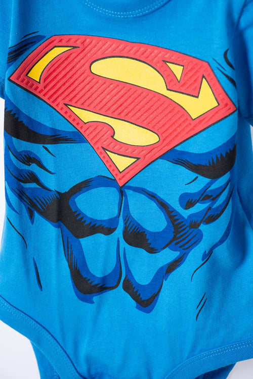 BODY DE SUPERMAN MANGA CORTA AZUL PARA BEBÉ NIÑO