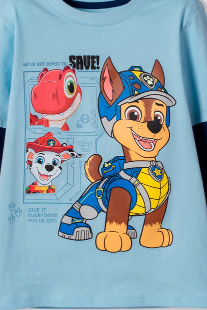 CAMISETA DE PAW PATROL MANGA LARGA AZUL PARA NIÑO 2T A 6T