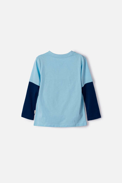 CAMISETA DE PAW PATROL MANGA LARGA AZUL PARA NIÑO 2T A 6T