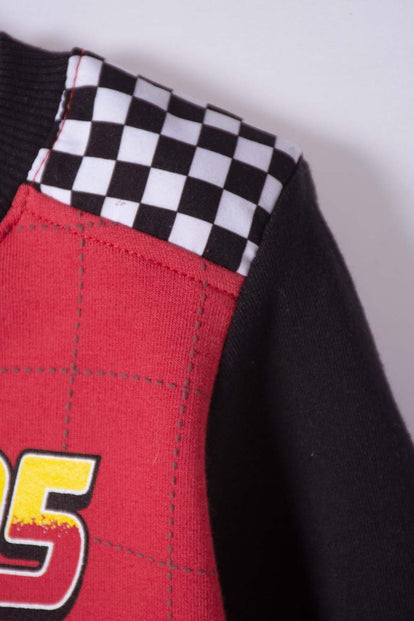 CONJUNTO DE CARS CON BUZO ROJO Y NEGRO PARA NIÑO 2T A 6T