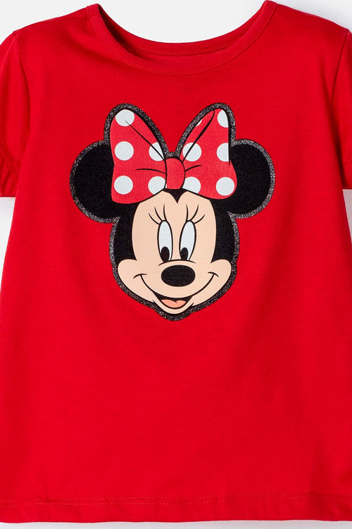 CAMISETA DE MINNIE MOUSE MANGA CORTA ROJO PARA NIÑA 2T A 6T