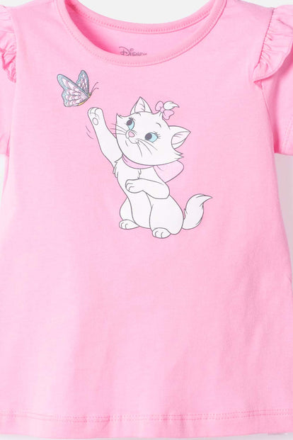 CAMISETA GATA MARIE ROSADA PARA NIÑA 2T A 6T