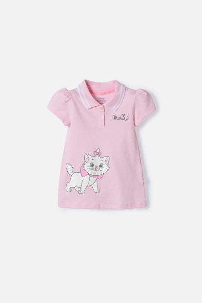 CAMISETA GATA MARIE TIPO POLO ROSADA PARA NIÑA 2T A 6T