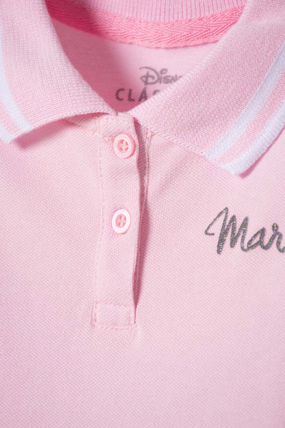 CAMISETA GATA MARIE TIPO POLO ROSADA PARA NIÑA 2T A 6T