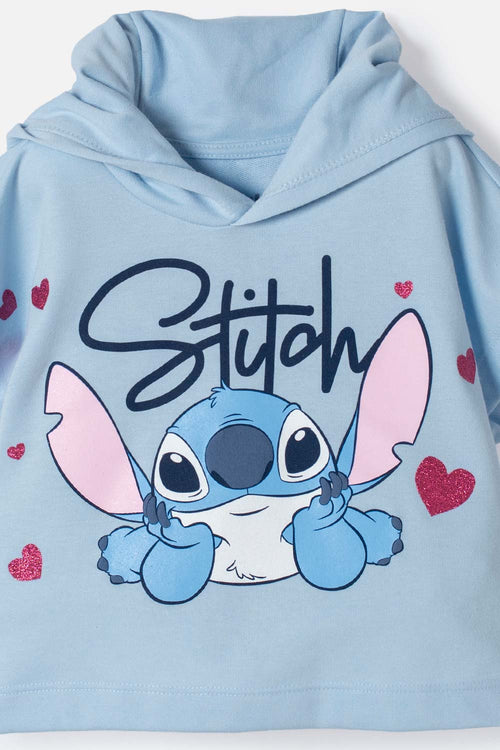 CONJUNTO DE STITCH PANTALÓN LARGO AZUL PARA NIÑA 2T A 6T