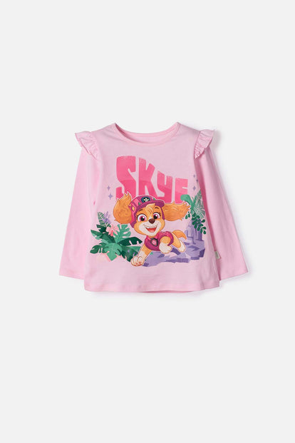 CAMISETA DE PAW PATROL MANGA LARGA ROSADO PARA NIÑA