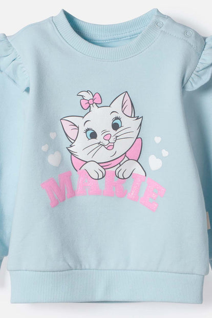 CONJUNTO GATA MARIE CON JOGGER AZUL PARA BEBÉ NIÑA