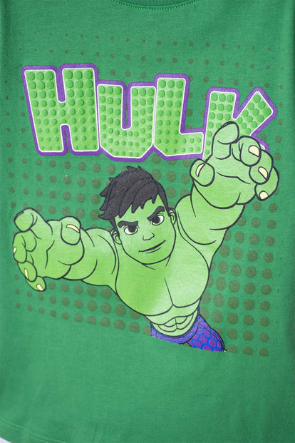 CAMISETA DE HULK MANGA CORTA VERDE PARA NIÑO 2T A 6T