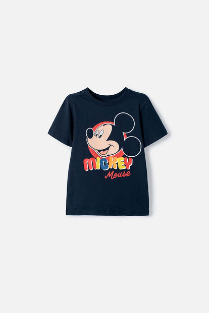 CAMISETA DE MICKEY MOUSE MANGA CORTA AZUL PARA NIÑO 2T A 6T