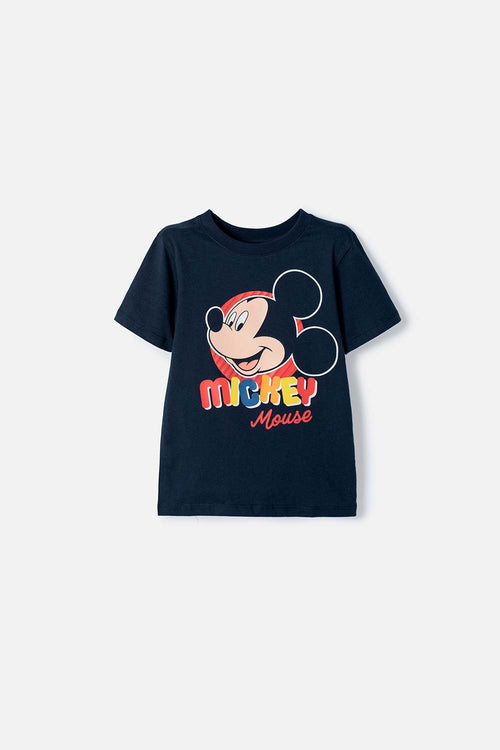 CAMISETA DE MICKEY MOUSE MANGA CORTA AZUL PARA NIÑO 2T A 6T
