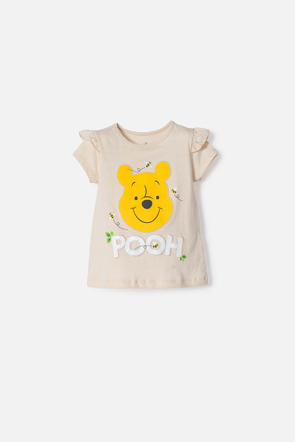 CAMISETA DE WINNIE POOH MANGA CORTA ALMENDRA PARA NIÑA 2T A 6T