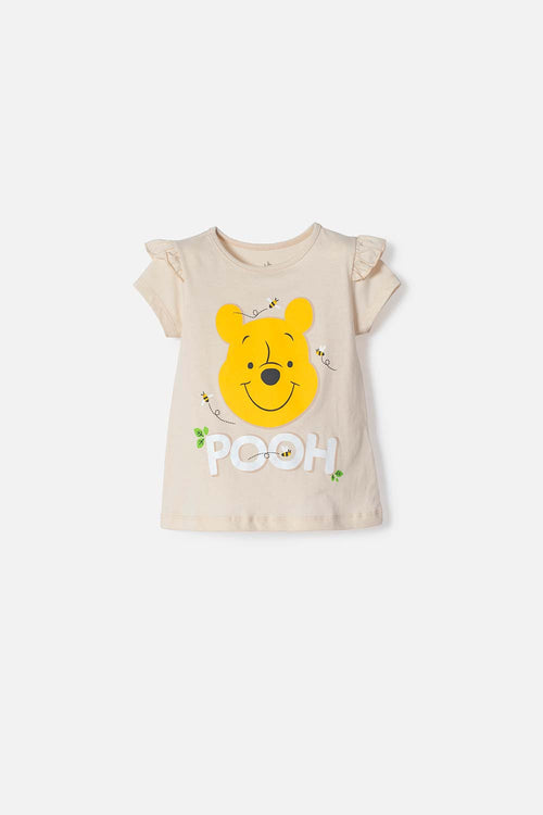 CAMISETA DE WINNIE POOH MANGA CORTA ALMENDRA PARA NIÑA 2T A 6T