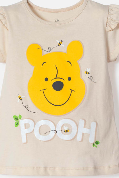 CAMISETA DE WINNIE POOH MANGA CORTA ALMENDRA PARA NIÑA 2T A 6T