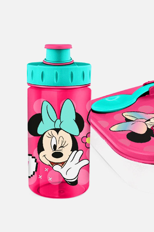 Card slide image -  SET DE PORTA, CUBIERTO Y BOTELLA DE MINNIE MOUSE ROSADO Y AZUL
