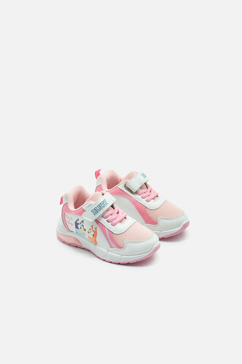 TENIS CON LUCES DE BLUEY BLANCO Y ROSADO PARA NIÑA