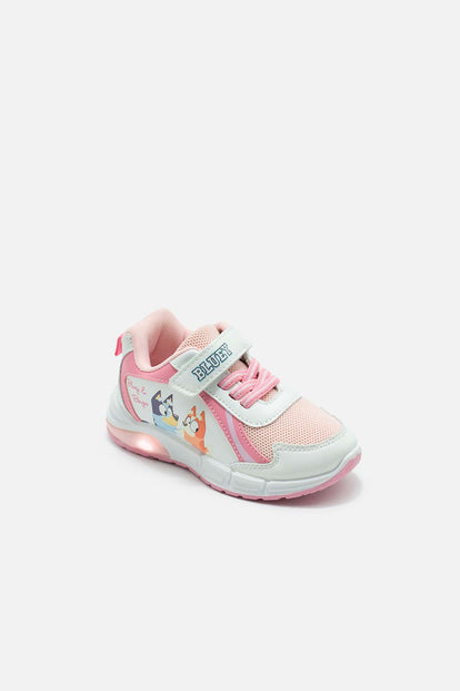 TENIS CON LUCES DE BLUEY BLANCO Y ROSADO PARA NIÑA