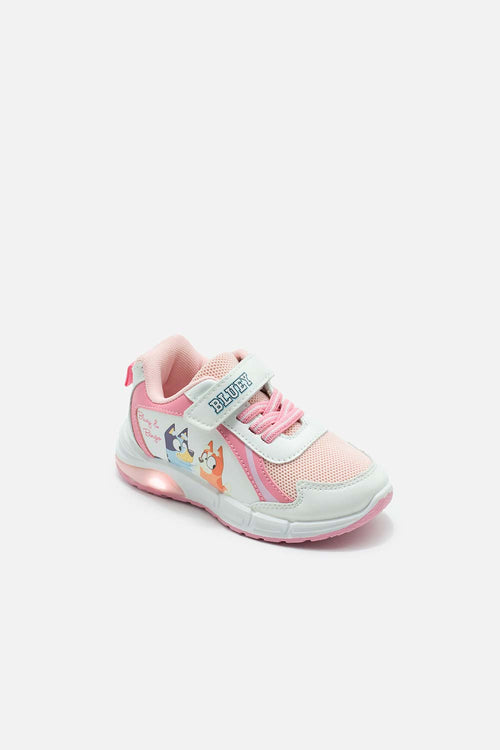 TENIS CON LUCES DE BLUEY BLANCO Y ROSADO PARA NIÑA