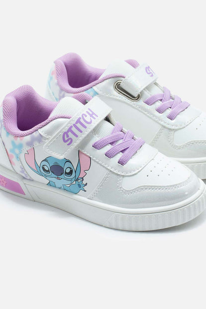 TENIS CON LUCES DE STITCH BLANCO Y LILA PARA NIÑA