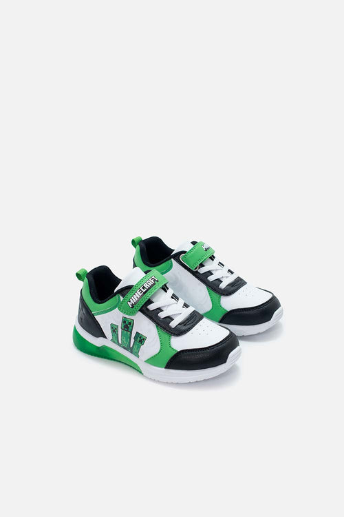TENIS DE MINECRAFT BLANCO Y VERDE PARA NIÑO