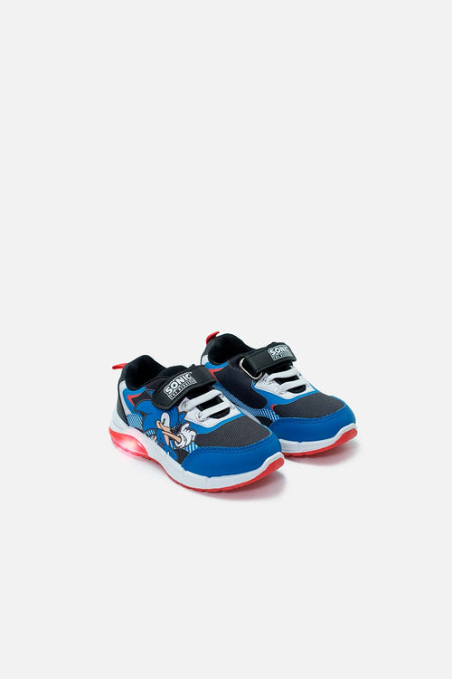 TENIS DE SONIC CON LUCES AZUL Y ROJO PARA NIÑO