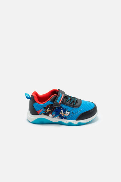 TENIS CON LUCES DE SONIC AZUL Y NEGRO PARA NIÑO