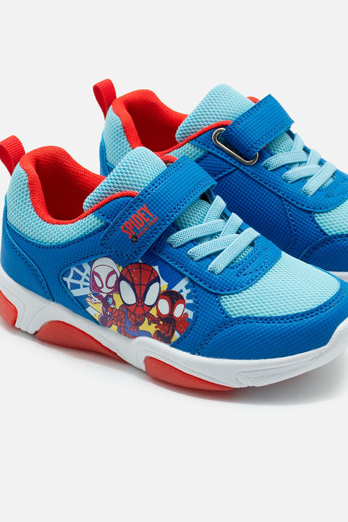 TENIS CON LUCES DE SPIDEY ROJO Y AZUL PARA NIÑO